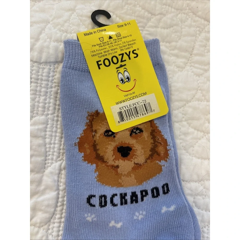 Foozy's Canine Collection Cockapoo Socks Women SZ 9-11‎ Blue Polyester Blend New